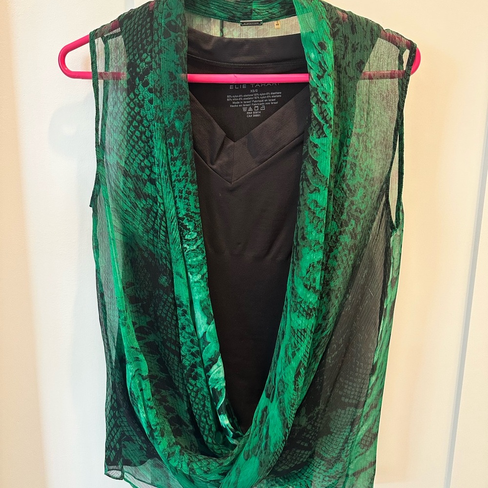 Elie Tahari Green Sheer Women's Blouse